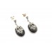 925 sterling silver dangle earring marcasite balck onyx stone 1.3 inch